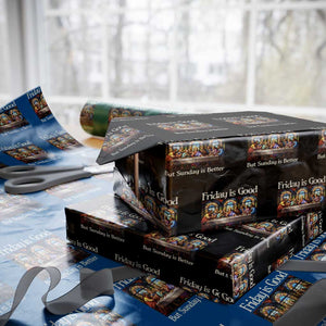 Christian Easter Wrapping Paper Roll Friday is Good Sunday is Better TS14 Black Print Your Wear