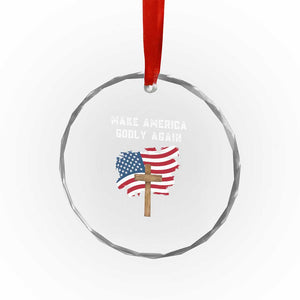Christian Faith Crystal Glass Ornament Make America Godly Again American Flag TS02 Print Your Wear