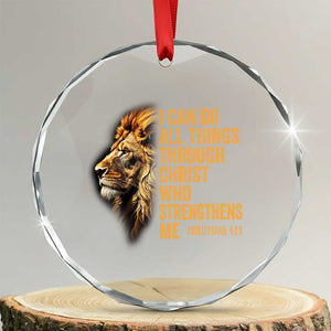 Christian Faith Crystal Glass Ornament Philippians 4:13 Religious Lion Strengthens TS02 Transparent Glass 3'' Circle Print Your Wear