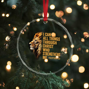 Christian Faith Crystal Glass Ornament Philippians 4:13 Religious Lion Strengthens TS02 Print Your Wear