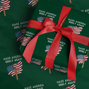 Christian Faith Wrapping Paper Roll Make America Godly Again American Flag TS02 Green Print Your Wear
