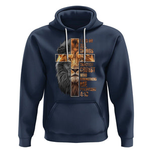 Christian Faith Hoodie Lion I Can Do All Things Through Christ Who Strengthers Me TS09 Navy Printyourwear