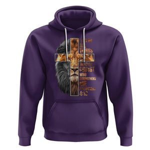 Christian Faith Hoodie Lion I Can Do All Things Through Christ Who Strengthers Me TS09 Purple Printyourwear