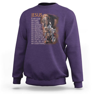 Christian Faith Sweatshirt Jesus Is My God My Life My Everything TS02 Purple Printyourwear