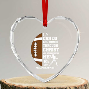 Christian Football Heart Crystal Glass Ornament I Can Do All Things Through Christ Bible Verse TS12 Transparent Glass 3'' Heart Print Your Wear