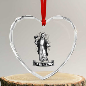Christian Football Lover Heart Crystal Glass Ornament He Is Rizzin Funny Gift TS12 Transparent Glass 3'' Heart Print Your Wear