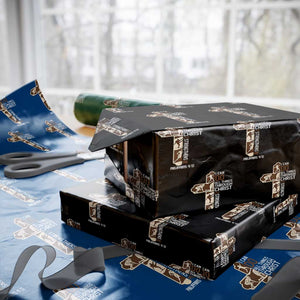 Christian Football Player Gift Wrapping Paper Roll God Gives Me Strength TS12 Black Print Your Wear