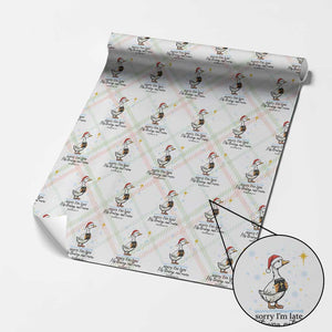 Christian Goose Wrapping Paper Roll Sorry I Am Late His Timing Not Mine TS14 Christmas Plaid Print Your Wear