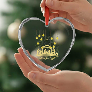 Christian Heart Crystal Glass Ornament Follow the Light Christ Xmas Light TS09 Print Your Wear