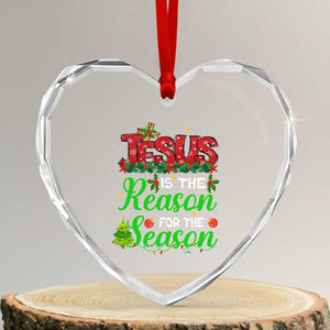 Christian Heart Crystal Glass Ornament Jesus Is The Reason For The Season TS09 Transparent Glass 3'' Heart Print Your Wear