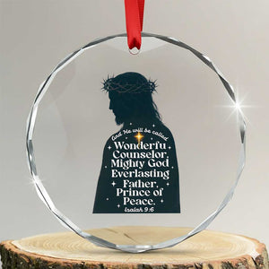 Christian Jesus Crystal Glass Ornament Cross Bible Verse Inspirational Isalah 9:6 TS14 Transparent Glass 3'' Circle Print Your Wear