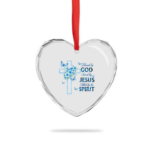 Christian Jesus Heart Crystal Glass Ornament Blessed By God Saved By Jesus Blue Floral Cross Butterfly Art TS10 Print Your Wear