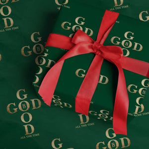 Christian Jesus Lovers Wrapping Paper Roll God Is Good All The Time Cross TS10 Green Print Your Wear