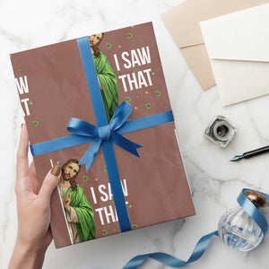 Christian Jesus St Patricks Day Meme Wrapping Paper Roll I Saw That TS14 Mocha Print Your Wear