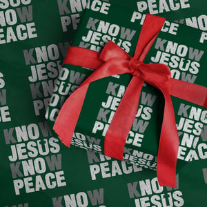 Christian Know Jesus Know Peace Wrapping Paper Roll Religion God Church Bible TS11 Green Print Your Wear