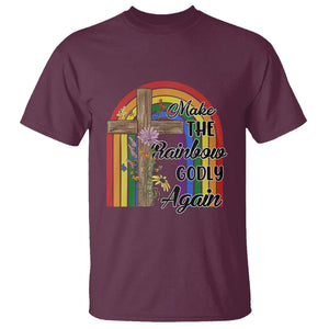 Christian LGBT Pride T Shirt Make The Rainbow Godly Again TS02 Maroon Printyourwear