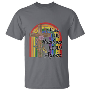 Christian LGBT Pride T Shirt Make The Rainbow Godly Again TS02 Charcoal Printyourwear