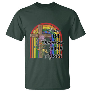 Christian LGBT Pride T Shirt Make The Rainbow Godly Again TS02 Dark Forest Green Printyourwear