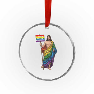 Christian LGBTQ Support Crystal Glass Ornament Jesus Loves Everyone TS12 Print Your Wear
