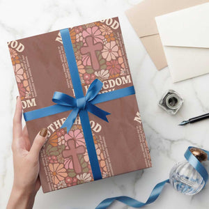 Christian Mom Wrapping Paper Roll Motherhood Is Kingdom Work Floral Mother's Day TS11 Mocha Print Your Wear