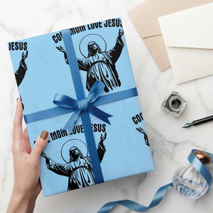 Christian Mom Faith Wrapping Paper Roll Cool Mom Love Jesus TS14 Light Blue Print Your Wear