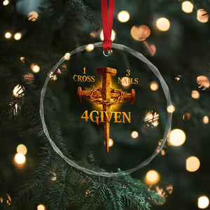 Christian One Cross Three Nails Four Given Crystal Glass Ornament Jesus God TS11 Print Your Wear