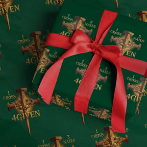 Christian One Cross Three Nails Four Given Wrapping Paper Roll Jesus God TS11 Green Print Your Wear