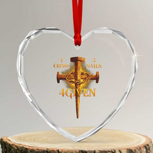 Christian One Cross Three Nails Four Given Heart Crystal Glass Ornament Jesus God TS11 Transparent Glass 3'' Heart Print Your Wear