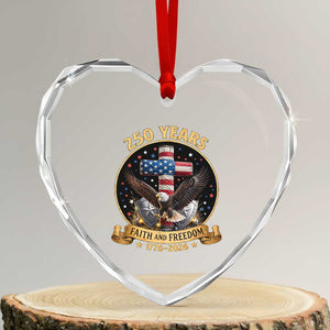 Christian Patriotic Eagle Cross Heart Crystal Glass Ornament 250 Years Faith And Freedom USA Gift TS12 Transparent Glass 3'' Heart Print Your Wear