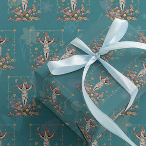 Christian Religious Easter Day Bunny Floral Christ Jesus Wrapping Paper Roll TS11 Teal Print Your Wear