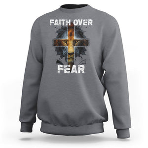Christian Sweatshirt Faith Over Fear TS02 Charcoal Printyourwear