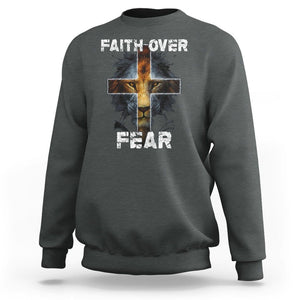 Christian Sweatshirt Faith Over Fear TS02 Dark Heather Printyourwear