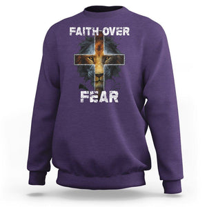 Christian Sweatshirt Faith Over Fear TS02 Purple Printyourwear