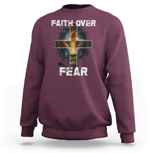 Christian Sweatshirt Faith Over Fear TS02 Maroon Printyourwear