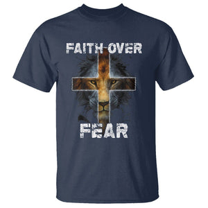 Christian T Shirt Faith Over Fear TS02 Navy Printyourwear