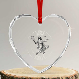 Christian Tennis Funny Gift For Believers Heart Crystal Glass Ornament Jesus Serves TS12 Transparent Glass 3'' Heart Print Your Wear