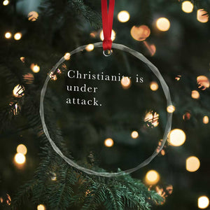 Christianity Is Under Attack Crystal Glass Ornament Pray for Grand Blanc Michigan Faith Support TS02 Print Your Wear