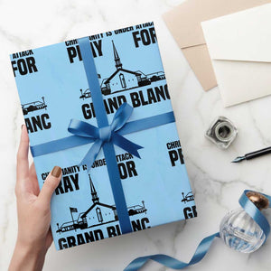 Christianity Is Under Attack Wrapping Paper Roll Pray for Grand Blanc Church Michigan Faith Support TS02 Light Blue Print Your Wear