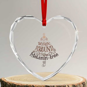 Christmas African American Heart Crystal Glass Ornament Rockin' Around The Melanin Tree Xmas TS11 Transparent Glass 3'' Heart Print Your Wear