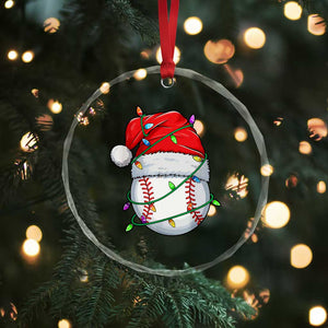 Christmas Baseball Crystal Glass Ornament Santa Hat Sports Men Boys Xmas Pajamas TS10 Print Your Wear