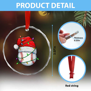 Christmas Baseball Crystal Glass Ornament Santa Hat Sports Men Boys Xmas Pajamas TS10 Print Your Wear