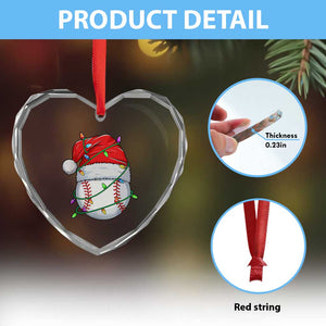 Christmas Baseball Heart Crystal Glass Ornament Santa Hat Sports Men Boys Xmas Pajamas TS10 Print Your Wear