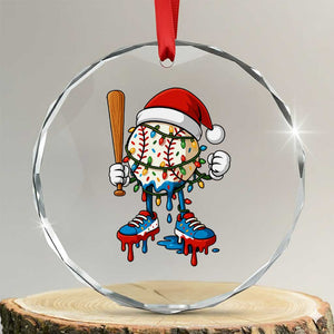 Christmas Baseball Ice Cream Drip Crystal Glass Ornament Santa Sports Xmas Baseball Player TS10 Transparent Glass 3'' Circle Print Your Wear
