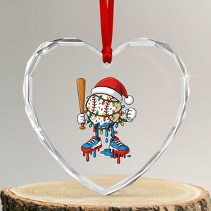 Christmas Baseball Ice Cream Drip Heart Crystal Glass Ornament Santa Sports Xmas Baseball Player TS10 Transparent Glass 3'' Heart Print Your Wear