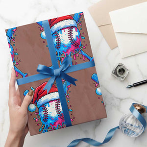 Christmas Baseball Ice Cream Drip Wrapping Paper Roll Santa Sports Xmas Light Boys Sprinkles Baseball Bat TS10 Mocha Print Your Wear