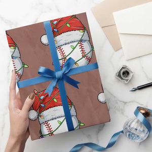 Christmas Baseball Wrapping Paper Roll Santa Hat Sports Men Boys Xmas Pajamas TS10 Mocha Print Your Wear