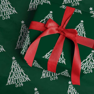 Christmas Be The Light Wrapping Paper Roll Christian Xmas Bible Verse TS11 Green Print Your Wear