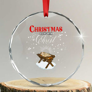Christmas Begins With Christ Crystal Glass Ornament Christian Christmas Jesus God TS11 Transparent Glass 3'' Circle Print Your Wear