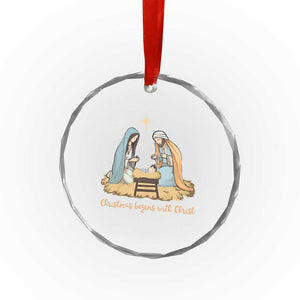 Christmas Begins With Christ Crystal Glass Ornament Christian Xmas Nativity Scene TS11 Print Your Wear