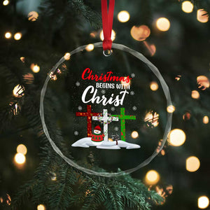 Christmas Begins With Christ Crystal Glass Ornament Snowman Christian Cross TS09 Print Your Wear